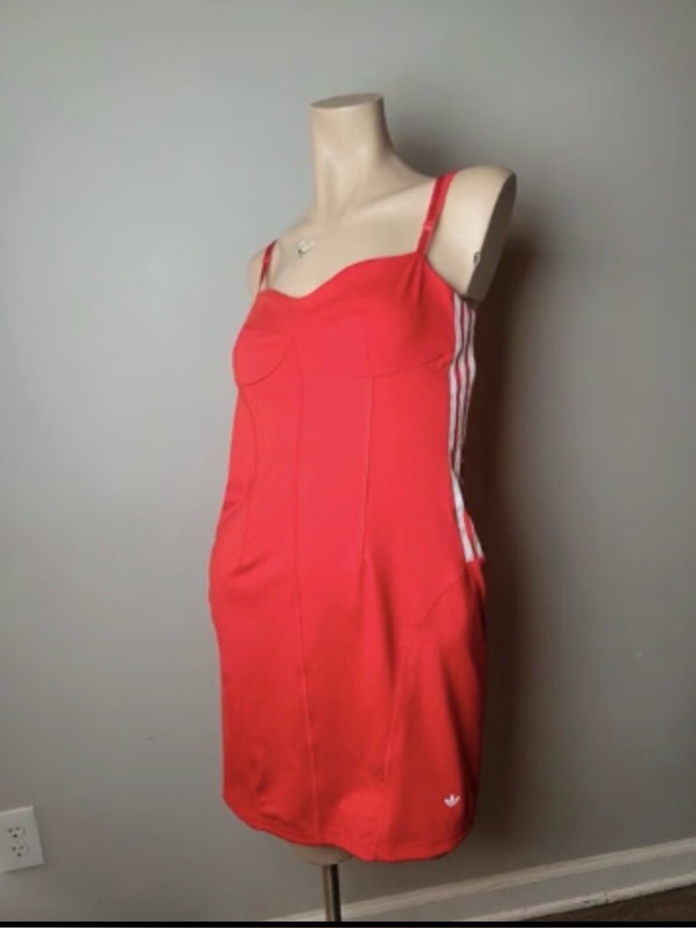 NWT Adidas Centre Stage Red Corset Mini Dress S - Picture 5 of 10